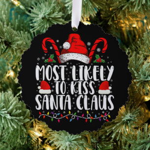 Wird am wahrscheinlichsten den Weihnachtsmann küss Ornament Karte