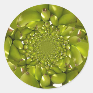 Wird Bananen Grün Kaleidoskop Muster Runder Aufkleber