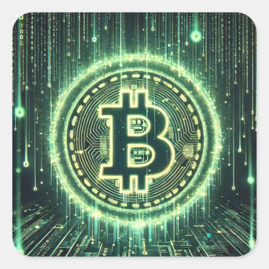 Wird Bitcoin zur echten Matrix? Quadratischer Aufkleber (Vorderseite)