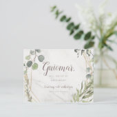 Wird Bridesmaid Vorschlag Multi-Foto Eukalyptus Einladungspostkarte (Stehend Vorderseite)