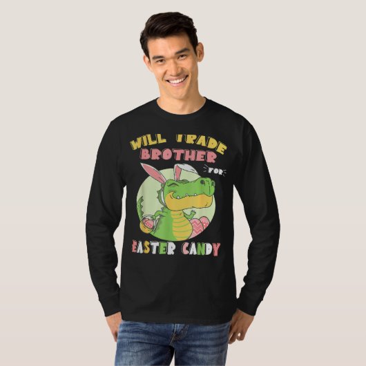 Wird Brother für Ostern Candy Dinosaur Trex T-Shirt (Vorne ganz)
