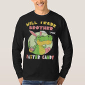 Wird Brother für Ostern Candy Dinosaur Trex T-Shirt (Vorderseite)
