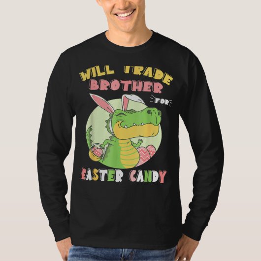 Wird Brother für Ostern Candy Dinosaur Trex T-Shirt (Vorderseite)