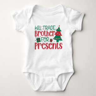 Wird Bruder für Geschenke tauschen, Weihnachten Baby Strampler