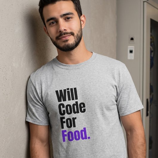 Wird Code Für Essen Programmer Full Stack Entwickl T-Shirt