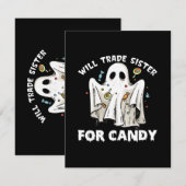 wird die Schwester gegen niedlichen Halloween-Geis Begleitkarte (Vorne/Hinten)