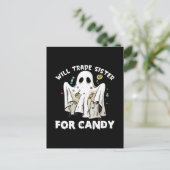 wird die Schwester gegen niedlichen Halloween-Geis Postkarte (Stehend Vorderseite)