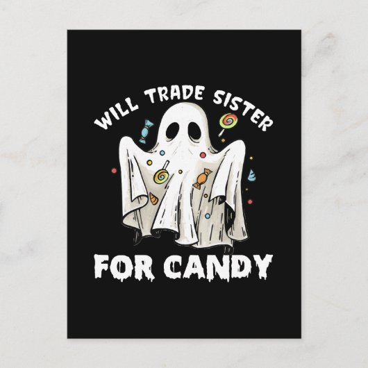 wird die Schwester gegen niedlichen Halloween-Geis Postkarte (Vorderseite)