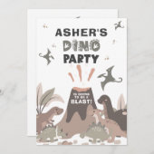 Wird ein Blast-Vulkan Dinosaurier Geburtstag Einladung (Vorne/Hinten)