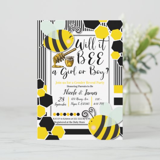 Wird es das Baby Shower Gender Reveal White Einladung (Stehend Vorderseite)