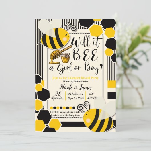 Wird es die Aufdeckung des Baby Shower Gender sein Einladung (Stehend Vorderseite)