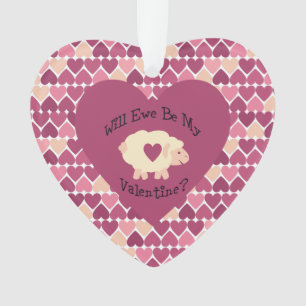 Wird Ewe mein Valentiner Herz-Muster Hintergrund Ornament