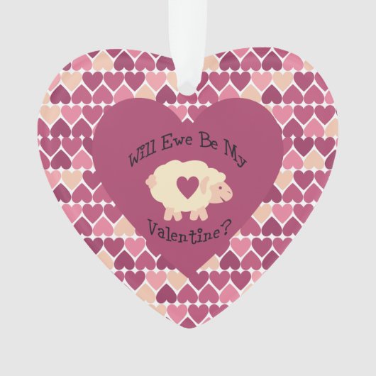 Wird Ewe mein Valentiner Herz-Muster Hintergrund Ornament (Vorderseite)