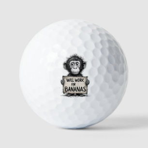Wird für Bananen arbeiten - Humorvolle Affenskizze Golfball