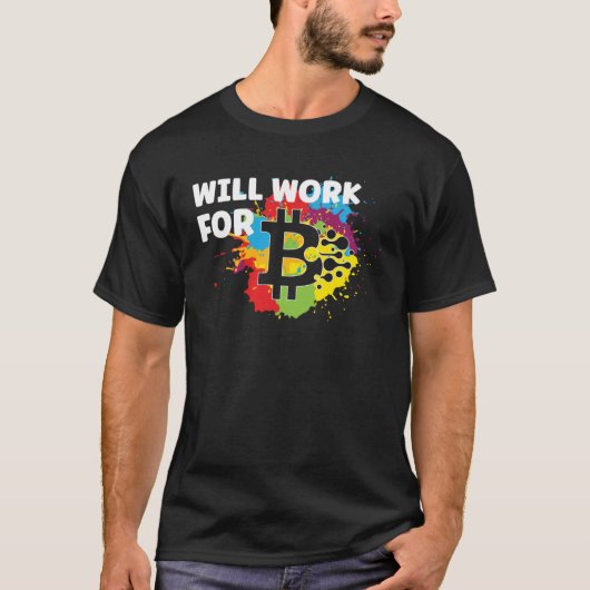 Wird für Bitcoin Retro Colour Splash BTC arbeiten T-Shirt (Vorderseite)