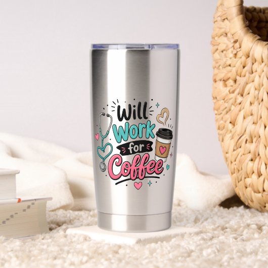Wird für Kaffee arbeiten Krankenschwester Thermobecher (Wohnzimmer (gedreht))