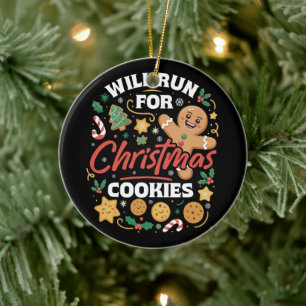 Wird für Weihnachtskekse laufen Lustiges Weihnacht Keramik Ornament