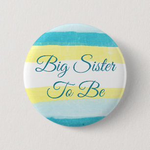 Wird große Schwester gelbe blaue Babyparty-Button Button