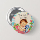 Wird Große Schwester Vintage-Baby-Party-Button Button (Vorne & Hinten)