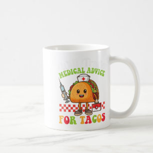wird medizinische Beratung für den Tacos-Cartoon m Kaffeetasse