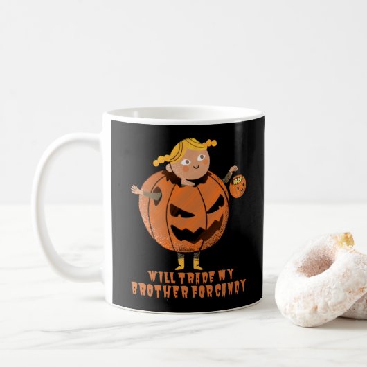 WIRD MEINEN BRUDER FÜR CANDY lustigen Halloween HA Kaffeetasse (Mit Donut)
