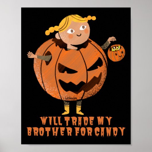 WIRD MEINEN BRUDER FÜR CANDY lustigen Halloween HA Poster (Vorne)