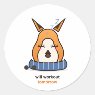 Wird morgen trainieren Lustiger Fuchs Fitness Humo Runder Aufkleber
