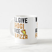 Wird Shogi-Ratschläge für Pizza geben Lustiger Spr Kaffeetasse (Vorderseite Links)