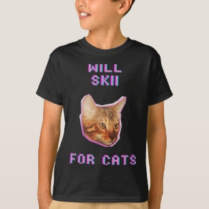 Wird Skifahren für Katzen Lustiges Winter-Schnee-A T-Shirt
