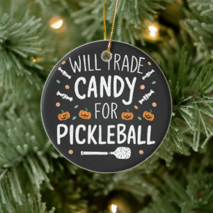 Wird Süßigkeiten gegen Pickleball verkaufen Spooky Keramik Ornament