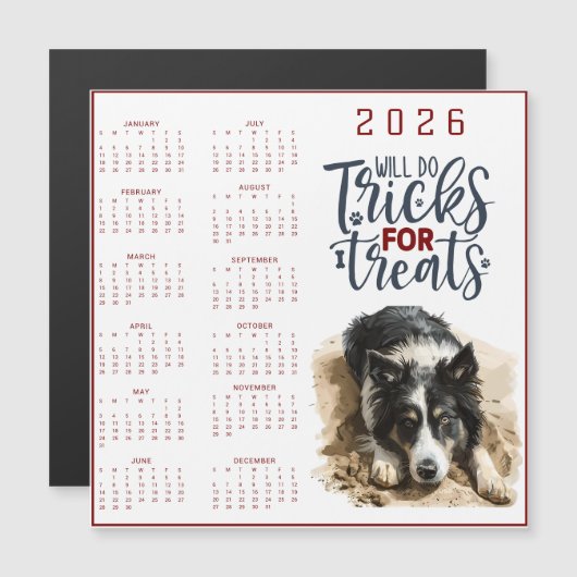 Wird Tricks Für Leckerlis Hund Kalendar machen Magnetkarte (Vorne/Hinten)