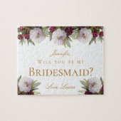 Wird U mein Bridesmaid-Vorschlag Burgundy Peonys Puzzle (Horizontal)