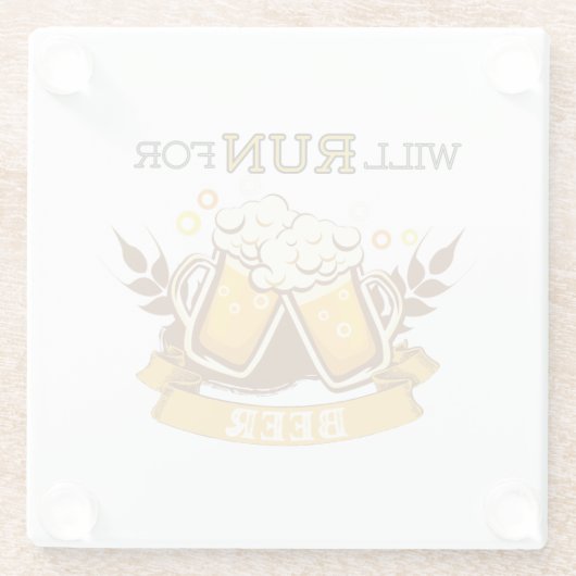 Wird um Bier rennen, läuft Design Glasuntersetzer (Rückseite)