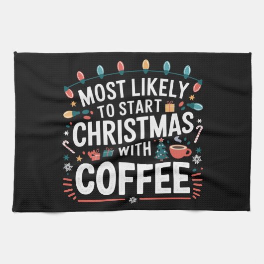 Wird Weihnachten wahrscheinlich mit der Kaffeefami Geschirrtuch (Horizontal)
