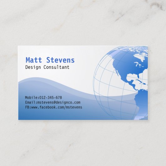Wire Blue Globe Americas Business Card Visitenkarte (Vorderseite)