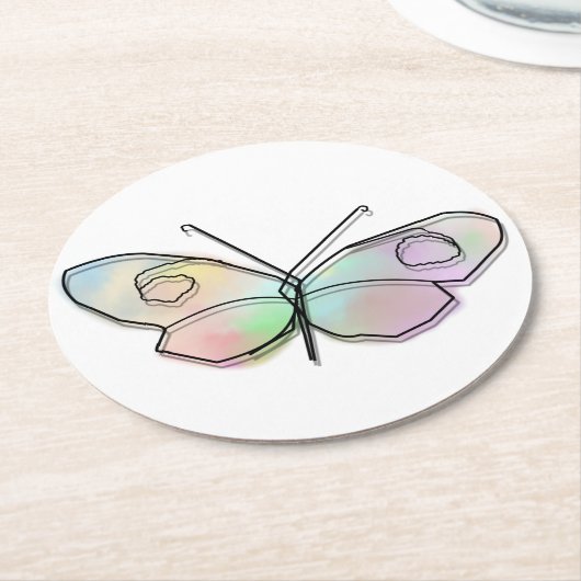 Wire Butterfly Runder Pappuntersetzer (Angewinkelt)