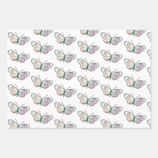 Wire Butterfly Zeichnend Muster Geschenkpapier Set (Vorderseite 2)
