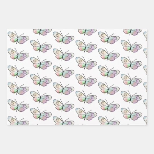 Wire Butterfly Zeichnend Muster Geschenkpapier Set (Vorderseite)
