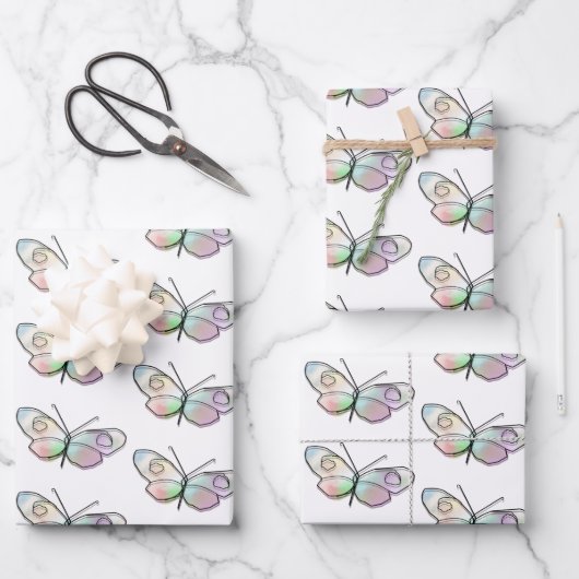 Wire Butterfly Zeichnend Muster Geschenkpapier Set (Vorderseite)