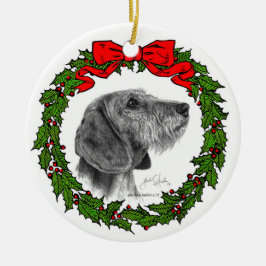 Wire Coat Dackel Art von Glenda S. Harlan Keramik Ornament
