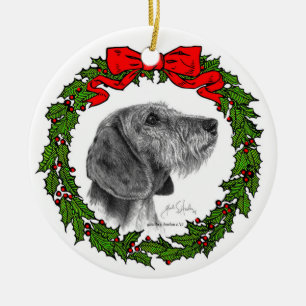 Wire Coat Dackel Art von Glenda S. Harlan Keramik Ornament