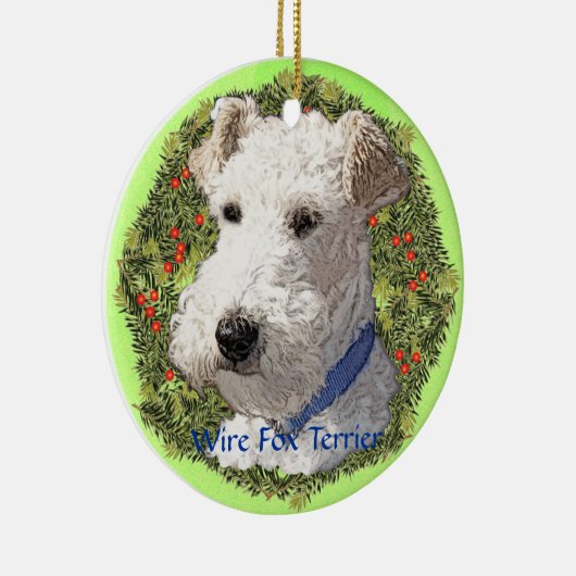 Wire Fox Terrier Art Keramik Ornament (Rechts)