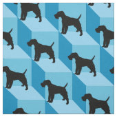 Wire Fox Terrier auf Blue Cubes Stoff (Muster)