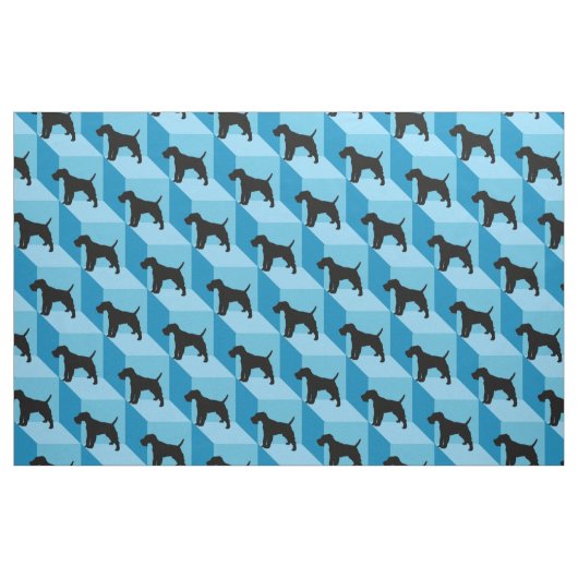 Wire Fox Terrier auf Blue Cubes Stoff (Fat Quarter (45,7 x 55,9 cm))