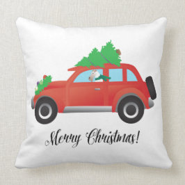 Wire Fox Terrier Auto fahren ein Weihnachtswagen Kissen