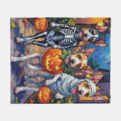 Wire Fox Terrier beim Trick-or-Treaten Halloween Fleecedecke (Vorderseite (Horizontal))