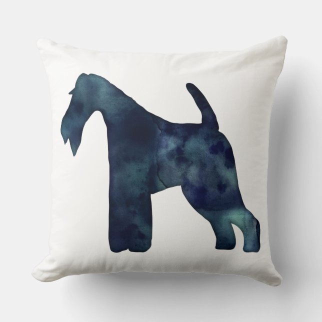 Wire Fox Terrier Black Watercolor Silhouette Kissen (Vorderseite)