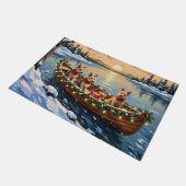 Wire Fox Terrier Christmas Boat Holiday Fußmatte (Schrägansicht)