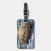 Wire Fox Terrier Christmas Boat Holiday Gepäckanhänger (Vorderseite vertikal)