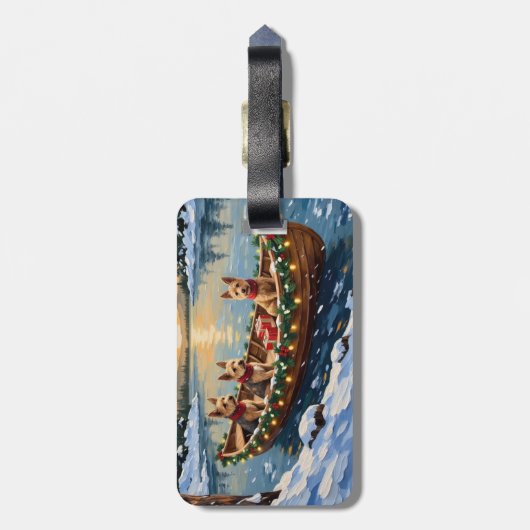 Wire Fox Terrier Christmas Boat Holiday Gepäckanhänger (Rückseite vertikal)
